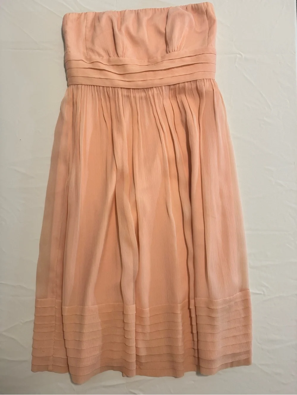 J. Crew 100% Silk Dress Peach Strapless Lined Size 6